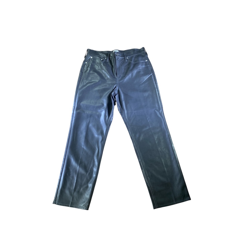 J.Crew Classic Straight Leg Black Faux Leather Pants Women's Size 30 NWOT